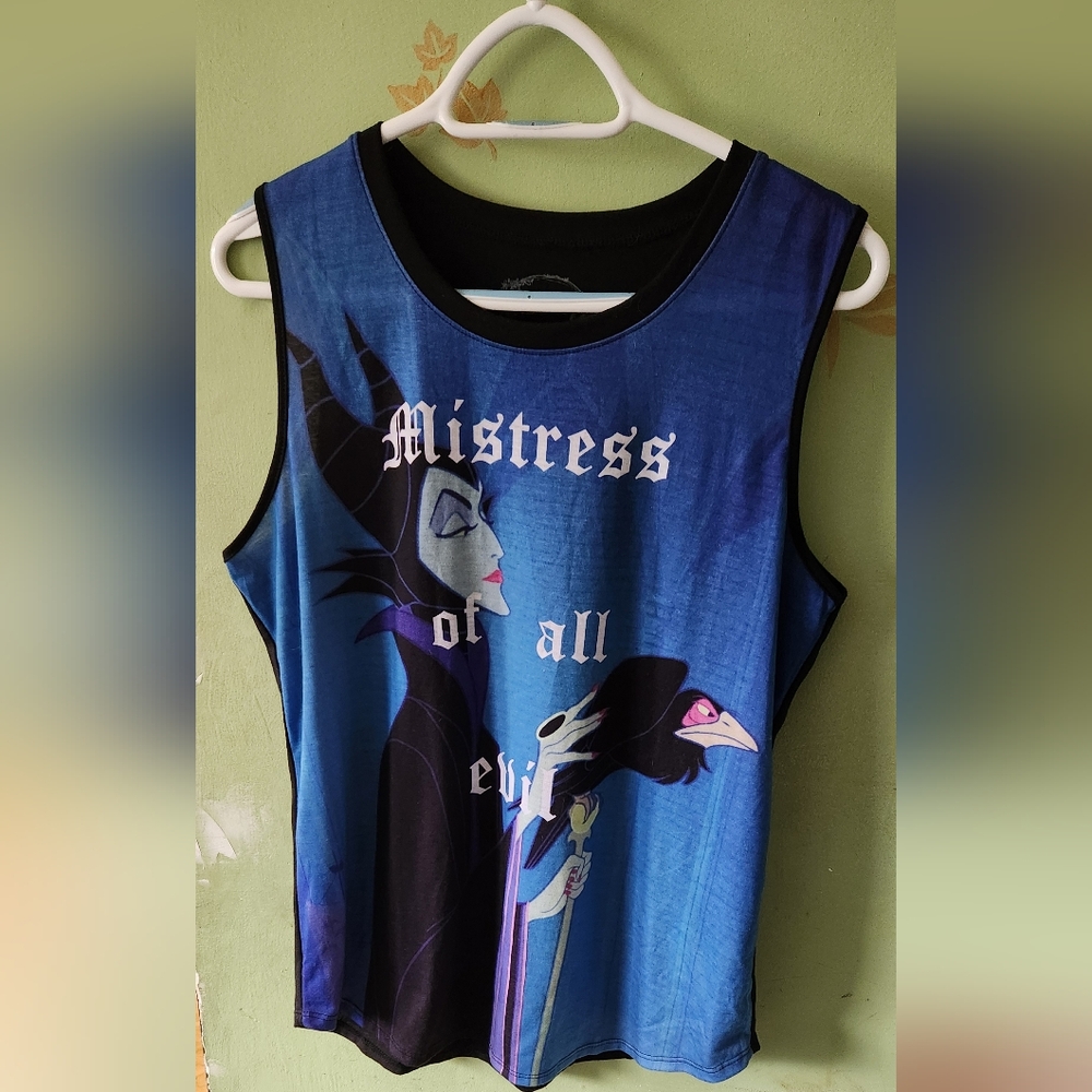 Maleficient Mistress of All Evil Blue Graphic Sleeveless Top.  Hot Topic/DIsney